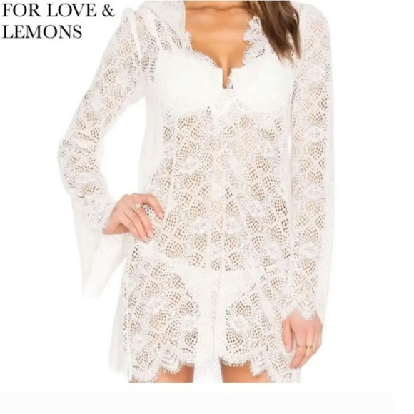 For Love and Lemons 'Cannes' Floral Lace Cover Up - Picture 1 of 8